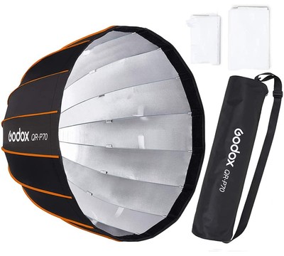QR-P70 27.5 Inch Parabolic Softbox Bowens Mount, Quick-Setup Quick-Folding, w...