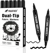 6 Pack Black Fabric Markers – Permanent Dual Tip Pens for Clothes & Canvas