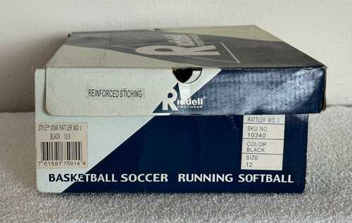 NWT Vtg Riddell Sz 12 Football Shoes ~ Rattler Mid II, Black ~ New Old Stock - Bild 7 von 9
