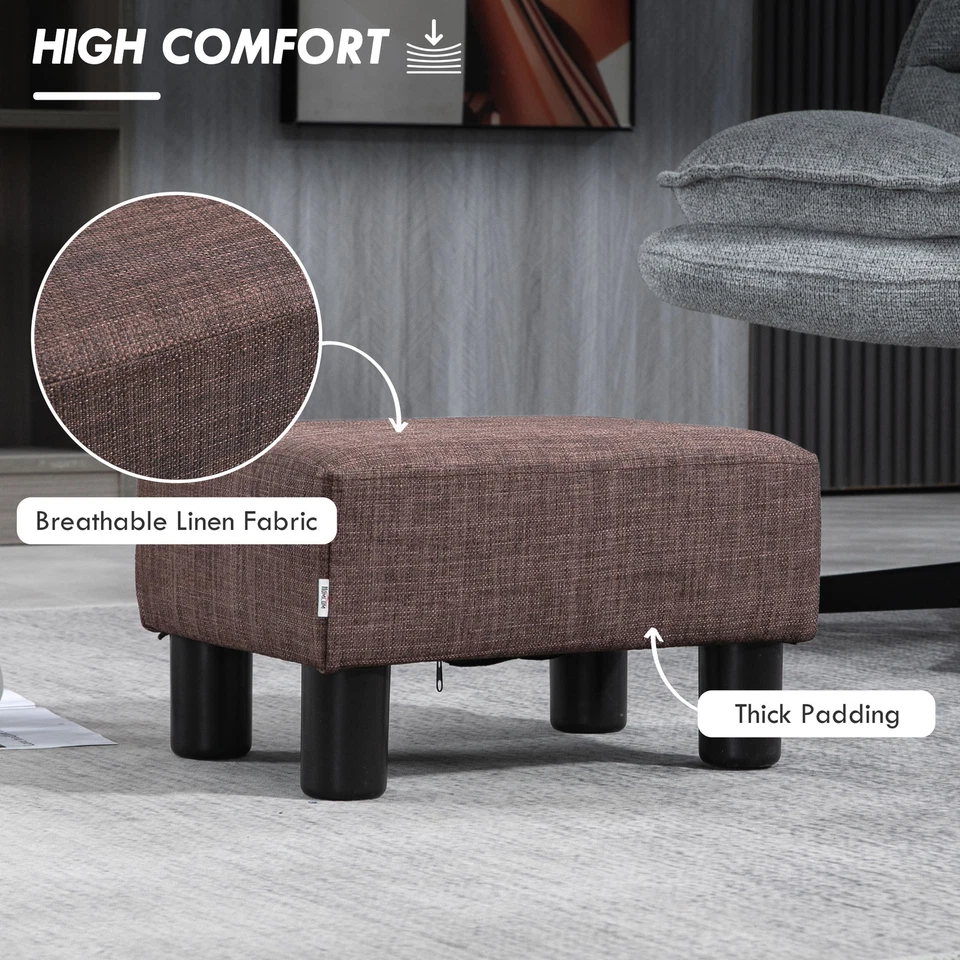 Footstool Ottoman Cube Brown Polyester Plywood Plastic 40cm x 30cm x 24cm Wood - Image 3 of 4
