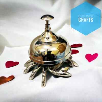 Vintage Crab nickel finish Bell Service Hotel Desk Counter Brass Reception Top T