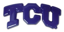 tcu texas christian horned frogs purple logo chrome auto car emblem usa made