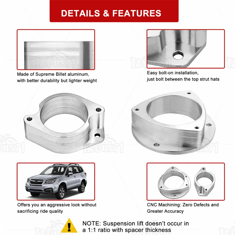 Espaciadores de elevación delanteros de aluminio de 3" + traseros de 3" para Subaru Impreza y WRX 08-12 13 14 15 16 Foto 3 de 4