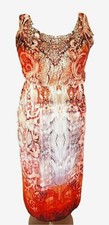 Style & Co Pink Floral Elastic High Waist Maxi Dress Crew Neck Women Size M
