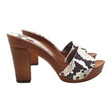 "SNAKE" Leather Band Clogs 10 Heel - MY810 SERP WHITE