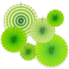 6pk Hanging Paper Fans Rosettes Event Party Wedding Decorations Pom Pom Green