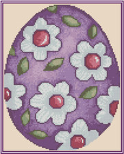 Easter Egg, Purple with Flowers Counted Cross Stitch Chart #42-128