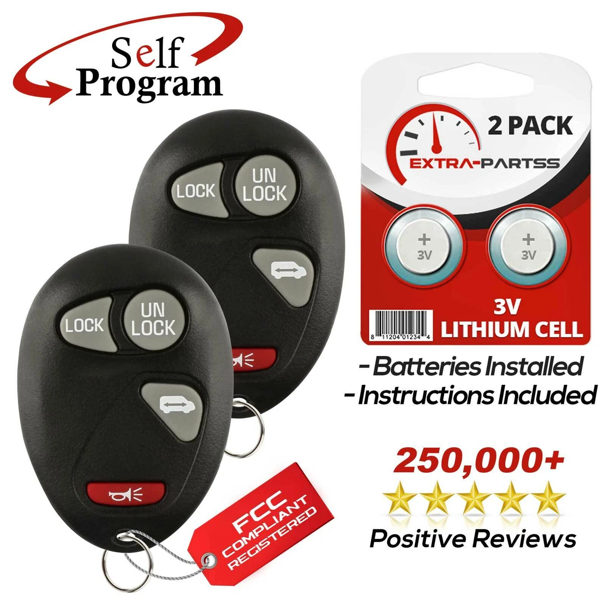 DIY Keyless Entry Remote Key Fob – PK3 ID13, Works With L2C0007T – Self Programmable