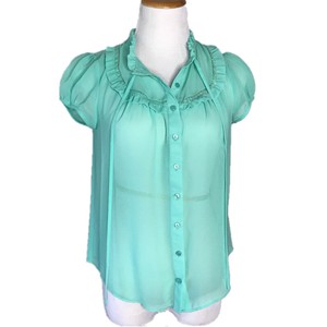 button down ruffle blouse
