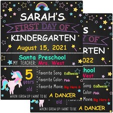 First Day  Last Day of School Chalkboard - 10 x 12 inch Unicorn Theme First Day