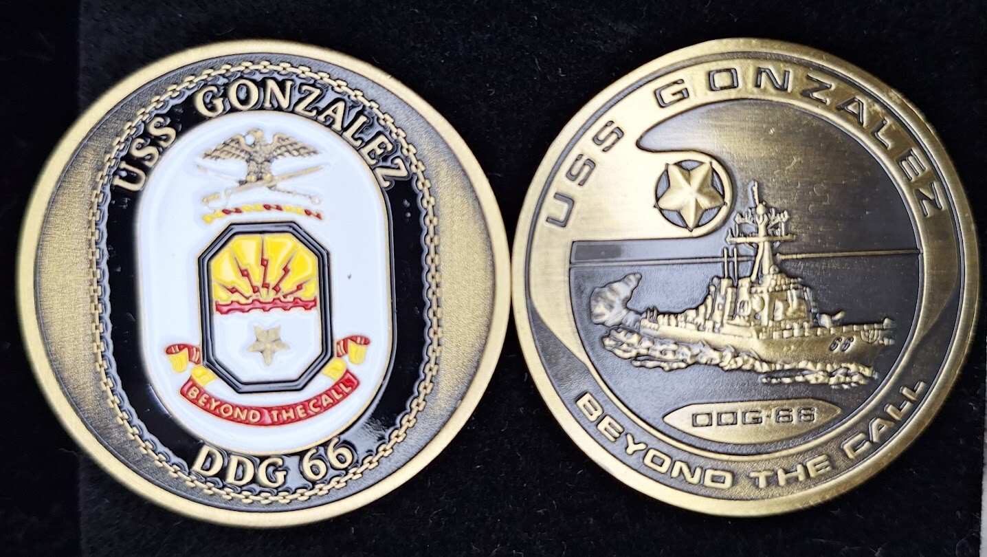 USS Gonzalez DDG-66 Beyond the Call Navy Challenge Coin