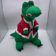 Vintage 1992 ParaCutes Santa Dinosaur Plush 18" Toy by Intl Silver Co. 90s FLAW