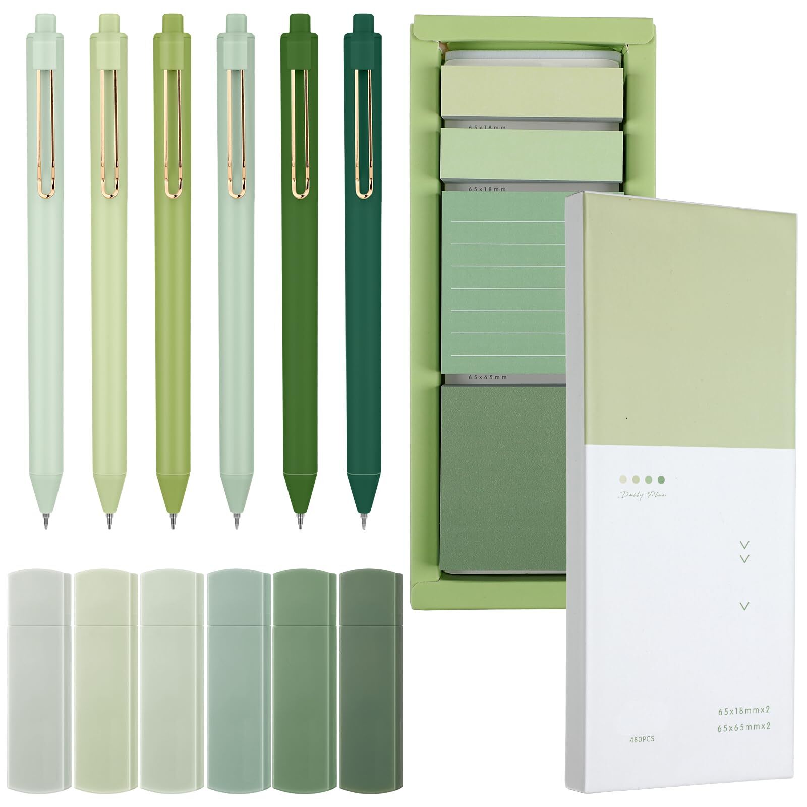 Resurhang Aesthetic Stationery Set with 6 Mini Sticky Notes for School and Office-image