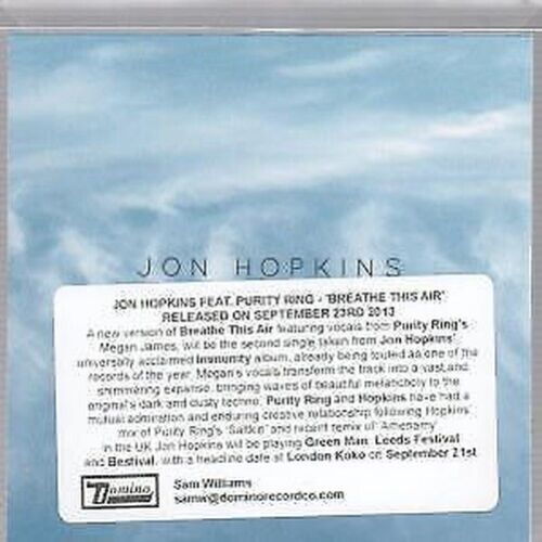 Jon Hopkins Feat. Purity Ring Breathe This Air CDr Europe Domino 2013 promo cd - Bild 1 von 2