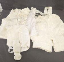 Boys Size M Baptism Christening Outfit, Shirt, Shorts, Socks, Bonnet Off White