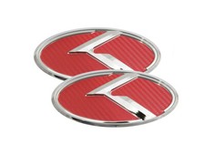 3d K Logo Emblem Red Carbon Chrome 2pc Fits Kia 2014-2016 Forte Koup