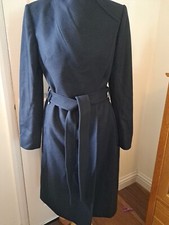 Reiss Belle Wrap Wool Cashmer Blend Mid-length Coat Black Size Uk 10 Nwots.