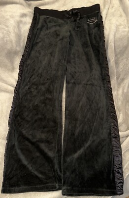 Harley Davidson Pants Womens Tall S Black Velvet Pants 1RXT-H-DMC 32x32