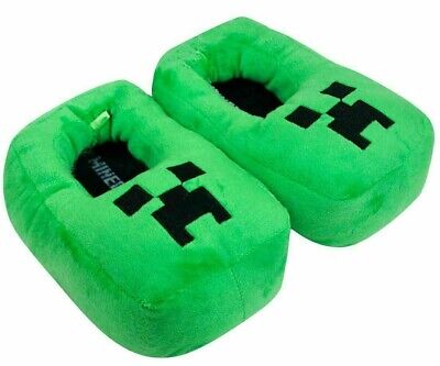 Minecraft Creeper Boy's Slipper 3D Green Plush Novelty Footwear Slip On for  Kids