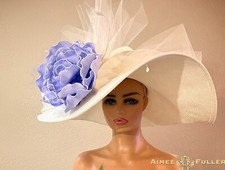 Kentucky Derby White Cream Lavender Purple Flower Hat Giant Del Mar Royal Ascot