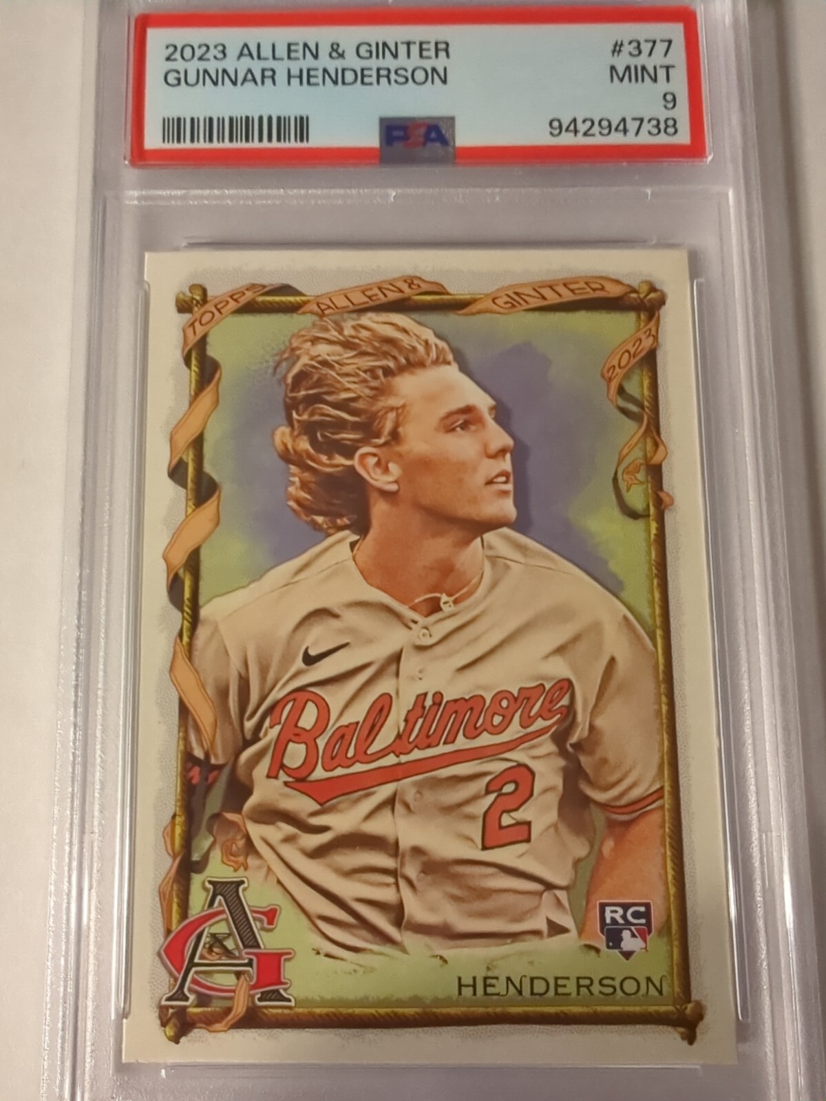 2023 Topps Allen & Ginter Gunnar Henderson #377 SP PSA 9 Baltimore Orioles ROY