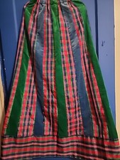 Vintage Mr. Hank USA Made Velvet Plaid Taffeta Green Red High Waist Skirt S
