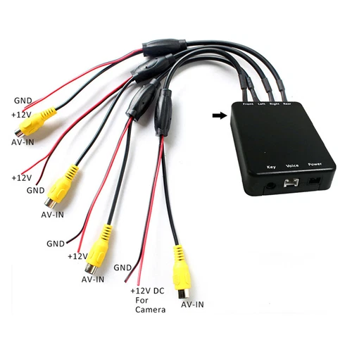 Sistema de visión panorámica de 360° de 4 vías para automóvil DVR grabación kit de cámara de estacionamiento- - Imagen 7 de 24