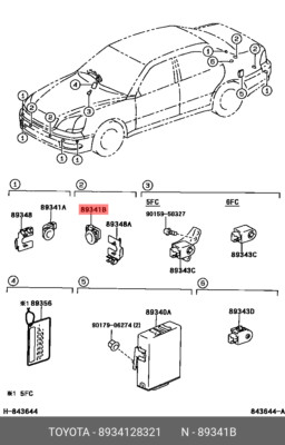 Original OE Sensor, Ultraschall, Nr.2, 8934128321 für Toyota 89341-28321
