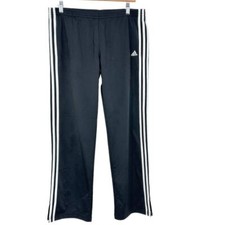 Adidas Vintage Men's SZ M Pull-On Dark Black Knit 3 Stripe Track Pants