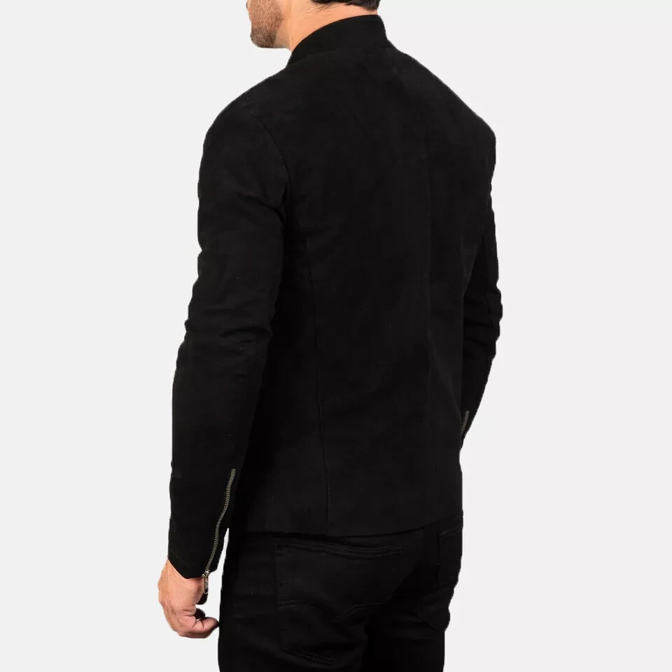 Black Suede Bomber Jacket for Men Pure Leather NWT Stylish & Casual image 5