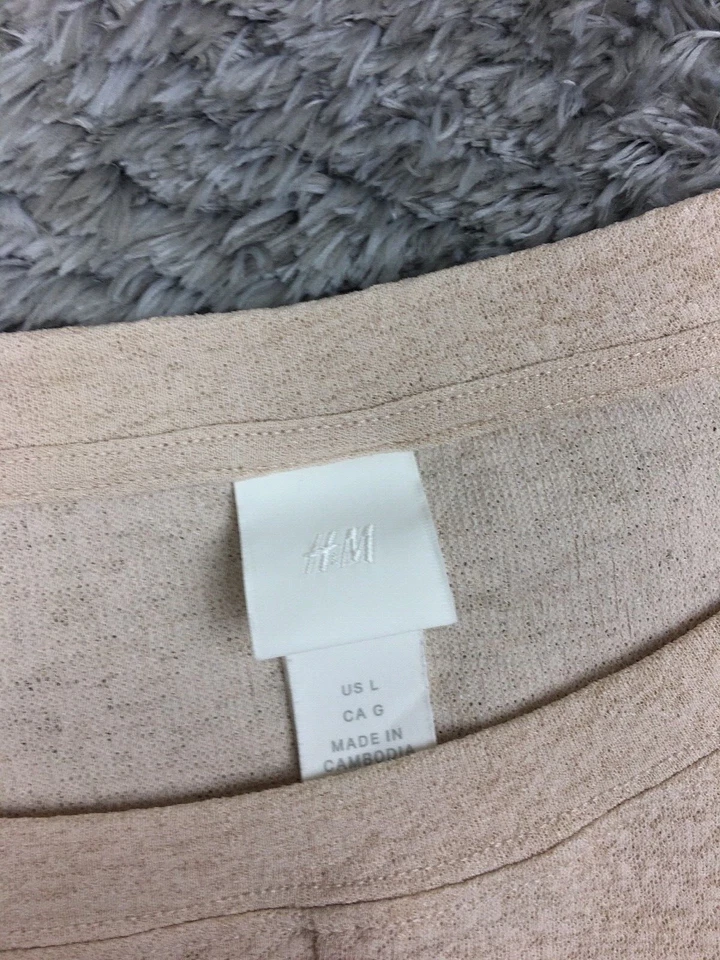 H&M Cropped Top Womens Size Large Beige Long Sleeve Shirt  - Image 4 of 4