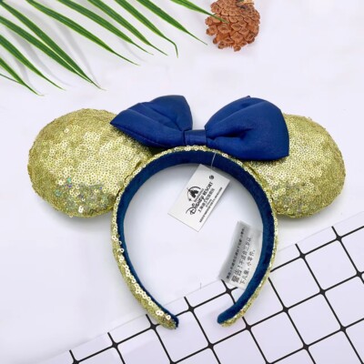 Walt Disneyland World 50th Anniversary Gold Sequin Blue Bow  display picture 1