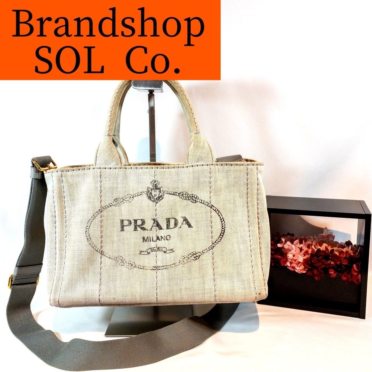 Prada Canapa Light Gray Two-Way Tote Bag for Women