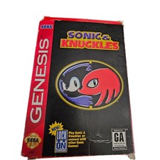 Sega Genesis Sonic  Knuckles Video Game Cartridge Box Manual Lock-On Technology