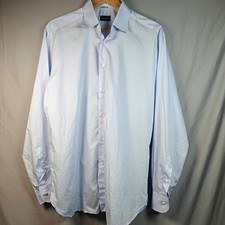 Ermenegildo Zegna Mens Light Blue Stripe Dress Shirt 16.5 42 Read