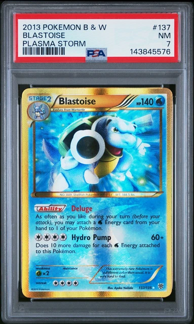 2013 POKEMON BLACK & WHITE PLASMA STORM #137 BLASTOISE PSA 7