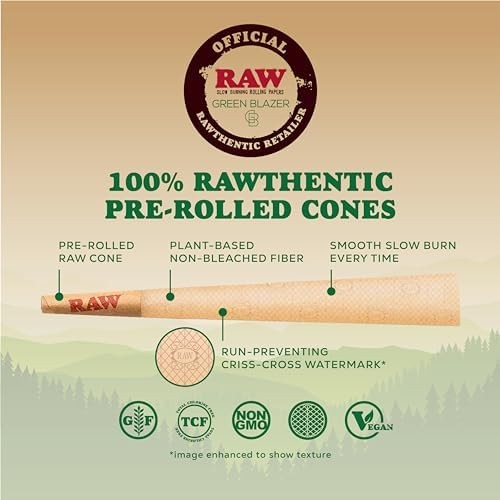 Raw Cones King Size Classic Rolling Papers & Tips, 100 Pack