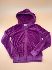 Juicy Couture Kids Purple Velour Zip Up Hoodie Jacket Back to School Y2K Girls