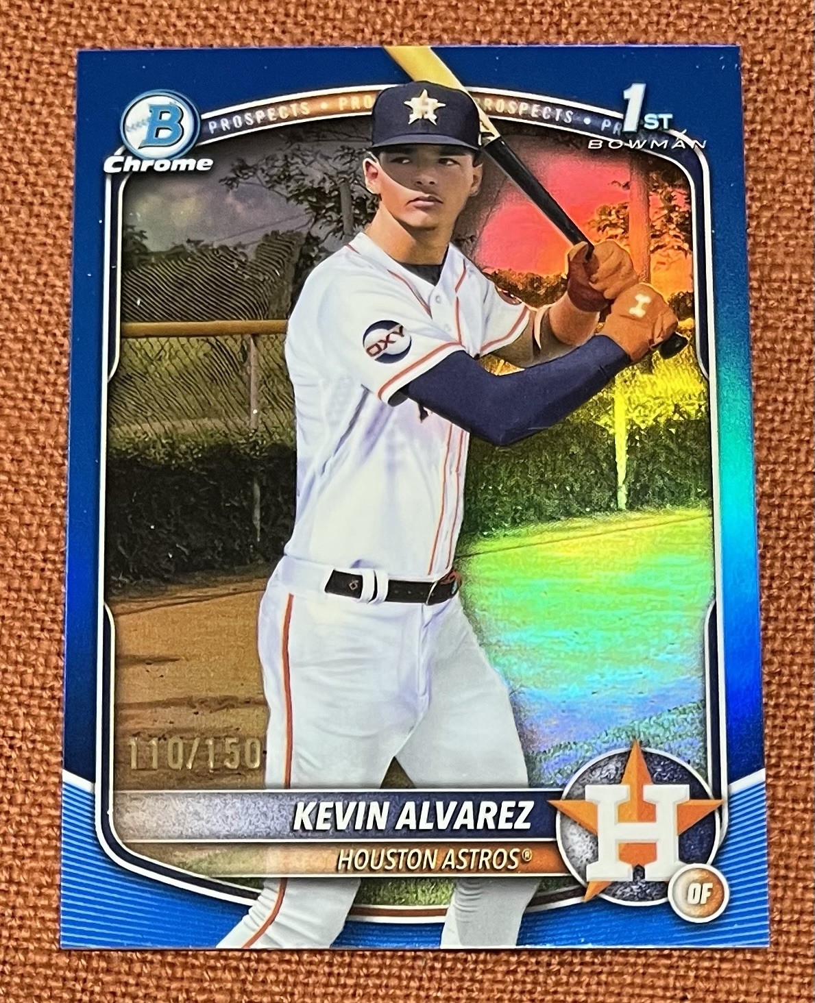 KEVIN ALVAREZ 2025 Bowman Chrome 1st TRUE BLUE REFRACTOR SP #110/150 Astros