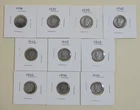 Mercury Dimes Lot of 10 90% Silver Face 1934-1945 Various Dates