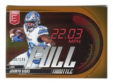 2025 Donruss Elite #3 Jahmyr Gibbs Full Throttle Orange #/199 Detroit Lions