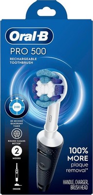 Oral-B Pro 500 Rechargeable Electric Toothbrush Handle Charger Head New