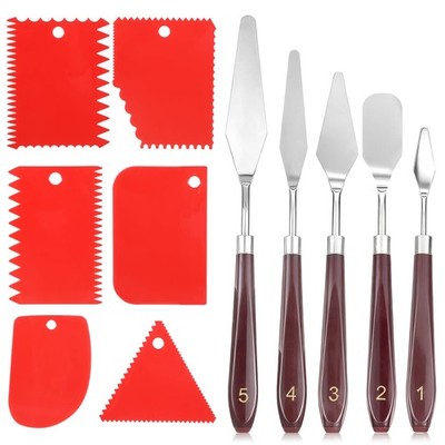 11 Pcs Stainless Steel Palette Knives Palette Knife Painting with Plastic Scr...