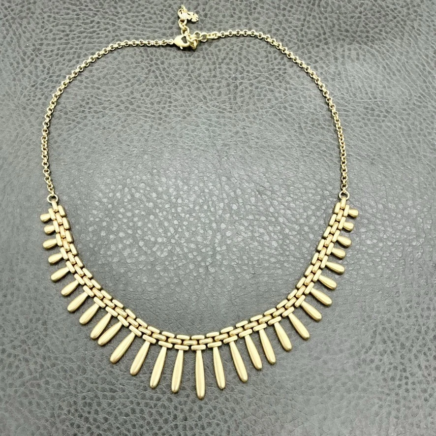 Collar Lucky Brand tono dorado llamativo flecos babero minimalista cadena de 18 pulgadas Foto 2 de 4