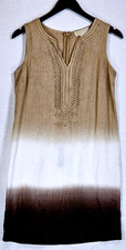 Michael Kors Women's Brown White Tan Ombre 100% Linen Sleeveless Tank Dress Sz 4