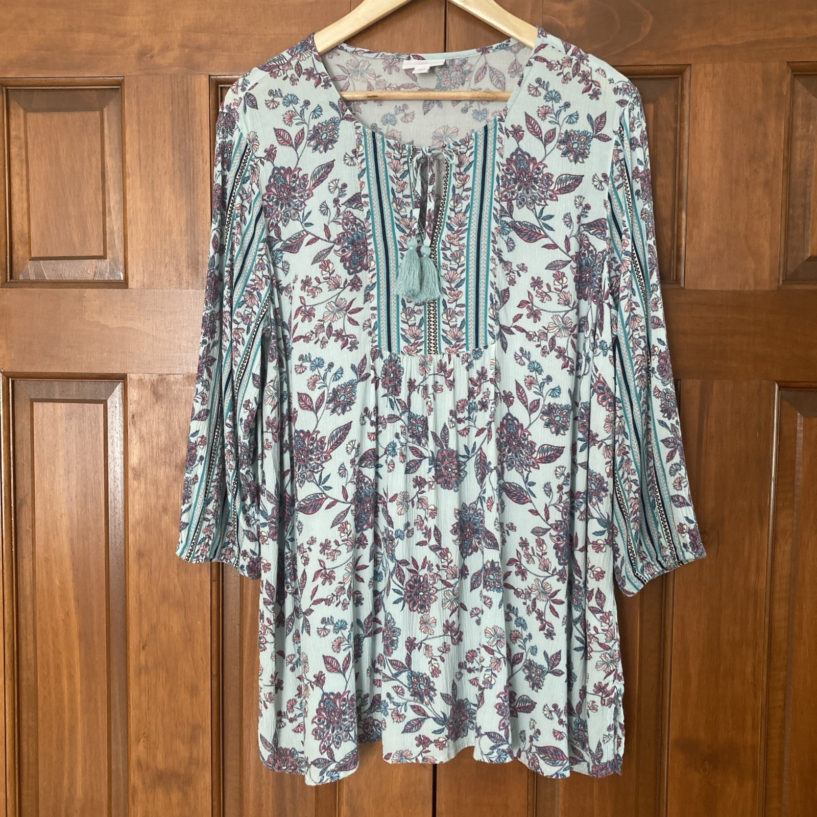 JJill Women’s Size Medium M Floral Peasant Style Blouse Tunic Top