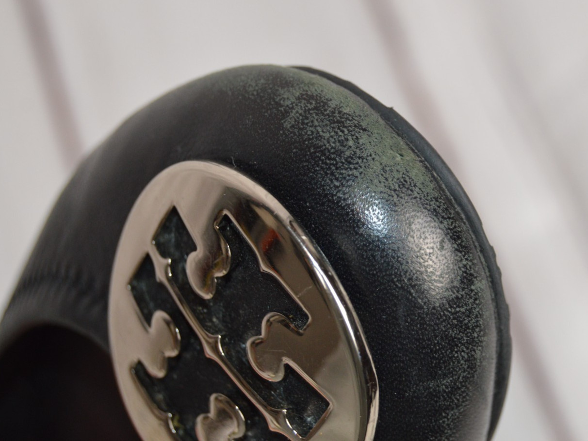 Tory Burch Black Leather Reva Silver Logo Ballet Flats Shoes US Women Sz 6M GUC thumbnail 6