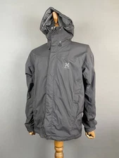 Haglofs Mens Mountain Parka Jacket Size M Black Polyester Long Sleeve Waterproof
