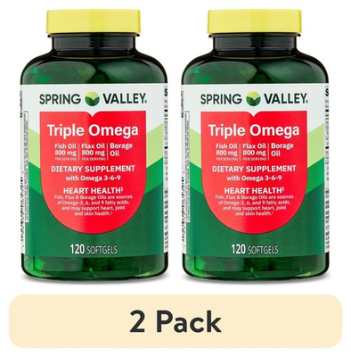 #ad 2 pack Spring Valley Triple Omega Fish Oil 800mg Flax Oil 800mg and Borage $13.99