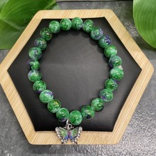 6.5  Plus Stretch Bracelet Stone/Glass Bead Rhinestone Charm New Free Ship B63